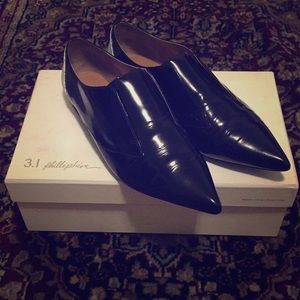 3.1 Philip Lim black patent Nancy Oxford Flat